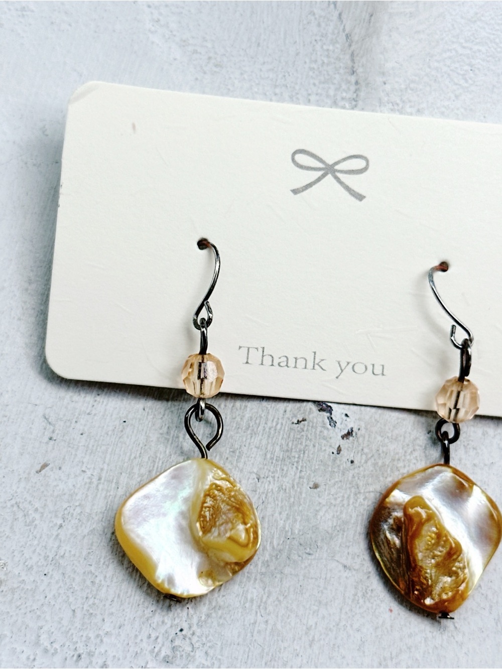 1341mc. Yellow Shell Earrings - Picture 3 of 6